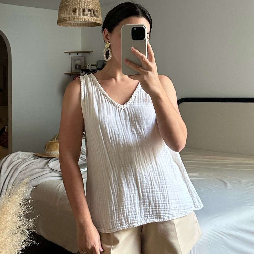 All Cotton Ivory Sleeveless Top
